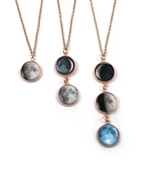 1 Personalized Custom Birth Moon Necklace with 1, 2, 3 or 4 Personalized Birthday Moon Phase Rose Gold Charms