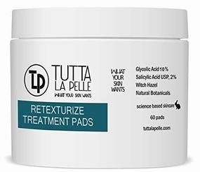 10% Glycolic Acid   2% Salicylic Acid AHA - BHA Acne Treatment Pads with Witch Hazel and Acne Solutions for Facial Exfoliation And Smoother Looking Skin, 60 Face Pads