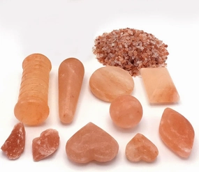 11 Pieces Complete Set of Natural Himalayan Pink Salt Massage Stones with Bath Salt, Deodorant, Hot Stones for Massage, for Professional or Home Spa, Soothing & Healing Massage Therapy Kit