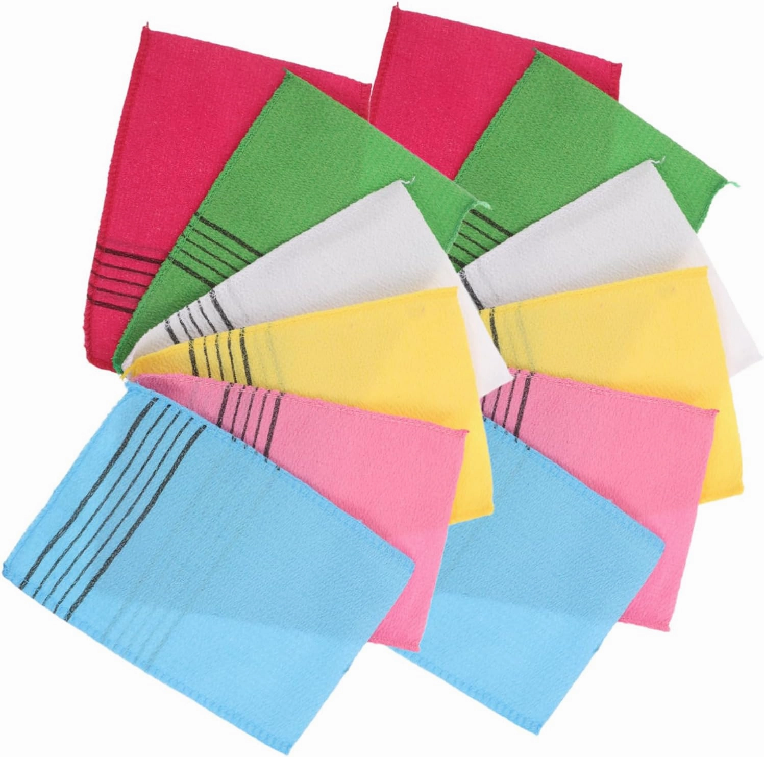 12pcs Korean Exfoliating Shower Towel Colorful Coarse Texture Bath Sponge for Skin Scrubbing for Gym Spa Sauna and Home Use