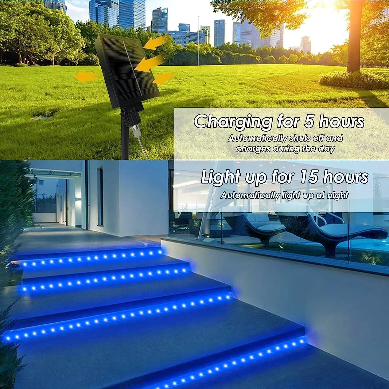 164 FT 1000 LED Rope Lights Solar Powered Waterproof String Lights 8 Modes Outdoor Tube Light Copper Wire Fairy Lights for Christmas Garden Fence Yard Party Pool Wedding Decor (1000 LED Blue)