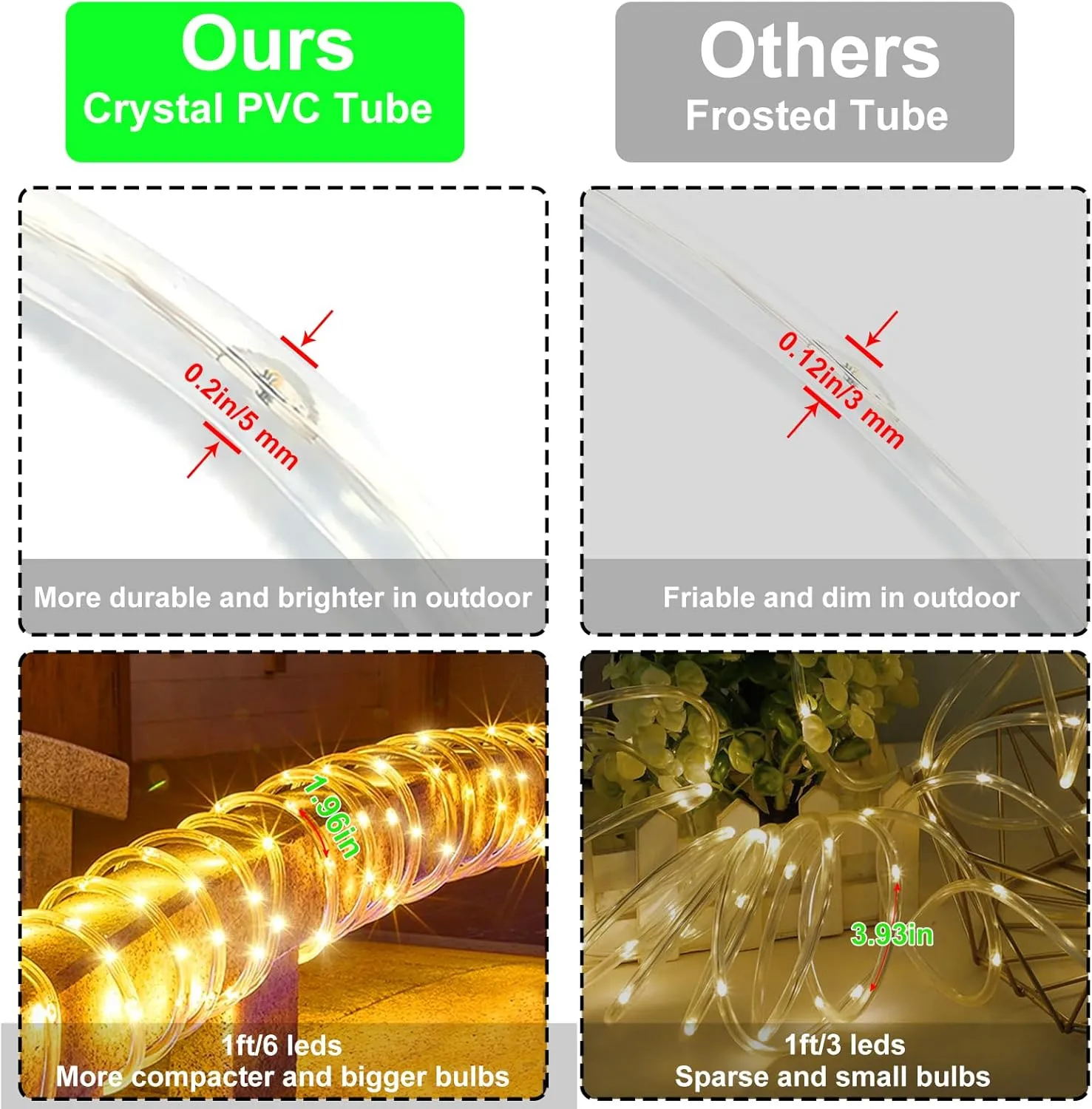 164 FT 1000 LED Rope Lights Solar Powered Waterproof String Lights 8 Modes Outdoor Tube Light Copper Wire Fairy Lights for Christmas Garden Fence Yard Party Pool Wedding Decor (1000 LED Yellow)