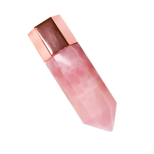 1pc Rose Quartz Crystal Face Roller & Mini Perfume Bottle Set - Multifunctional Essential Oil & Body Oil Roller for Glowing Skin and Aromatherapy - Perfect for Skincare and Beauty