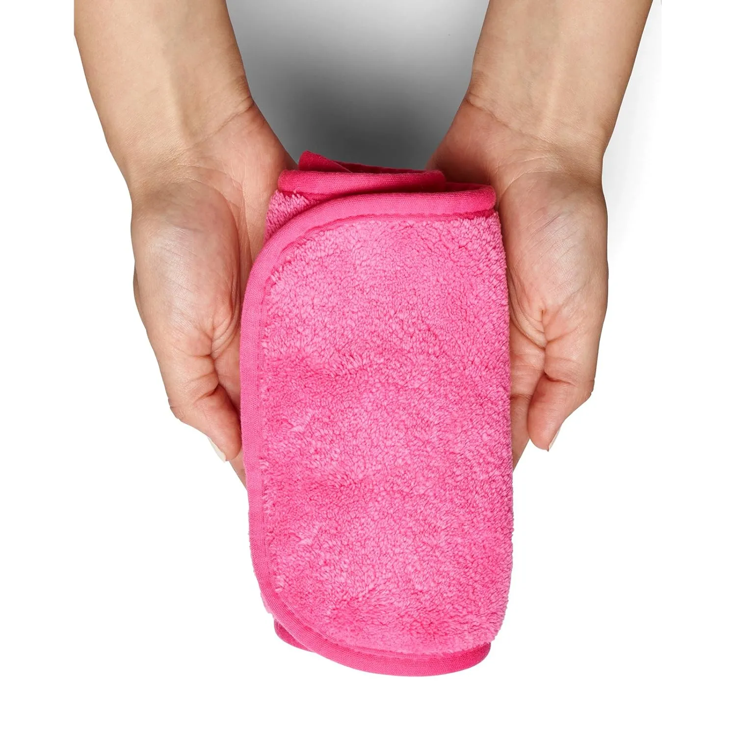 2 Pack Makeup Remover Face Cloths, Chemical-free, Microfiber, 6 Hair Ties (2 Count, Pink)