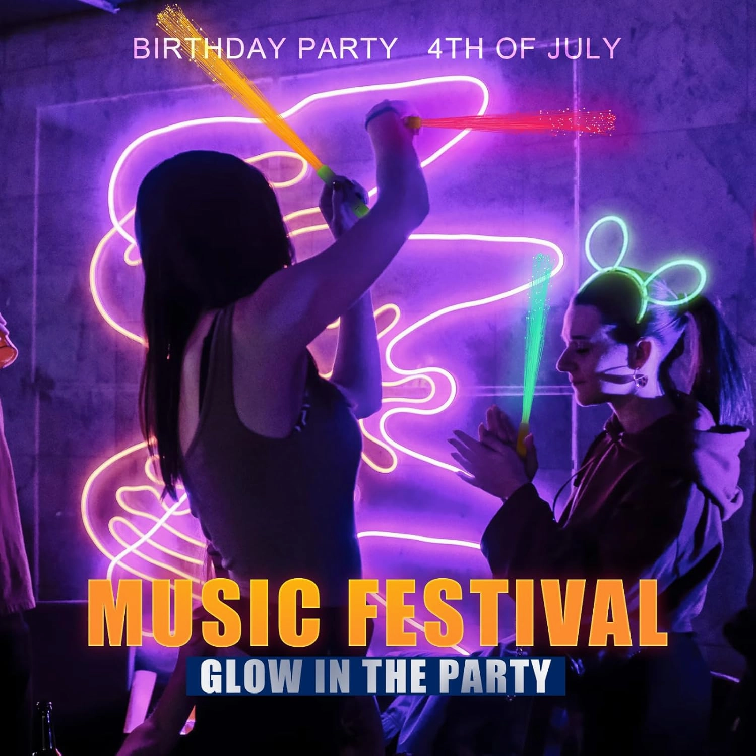 24 Pack Pink Glow Sticks Light Up Fiber Optic Stick Glow Wands Bulk with 3 Flashing Models for Valentine's Day Easter July 4th Party Favors Birthday Concerts Clubs