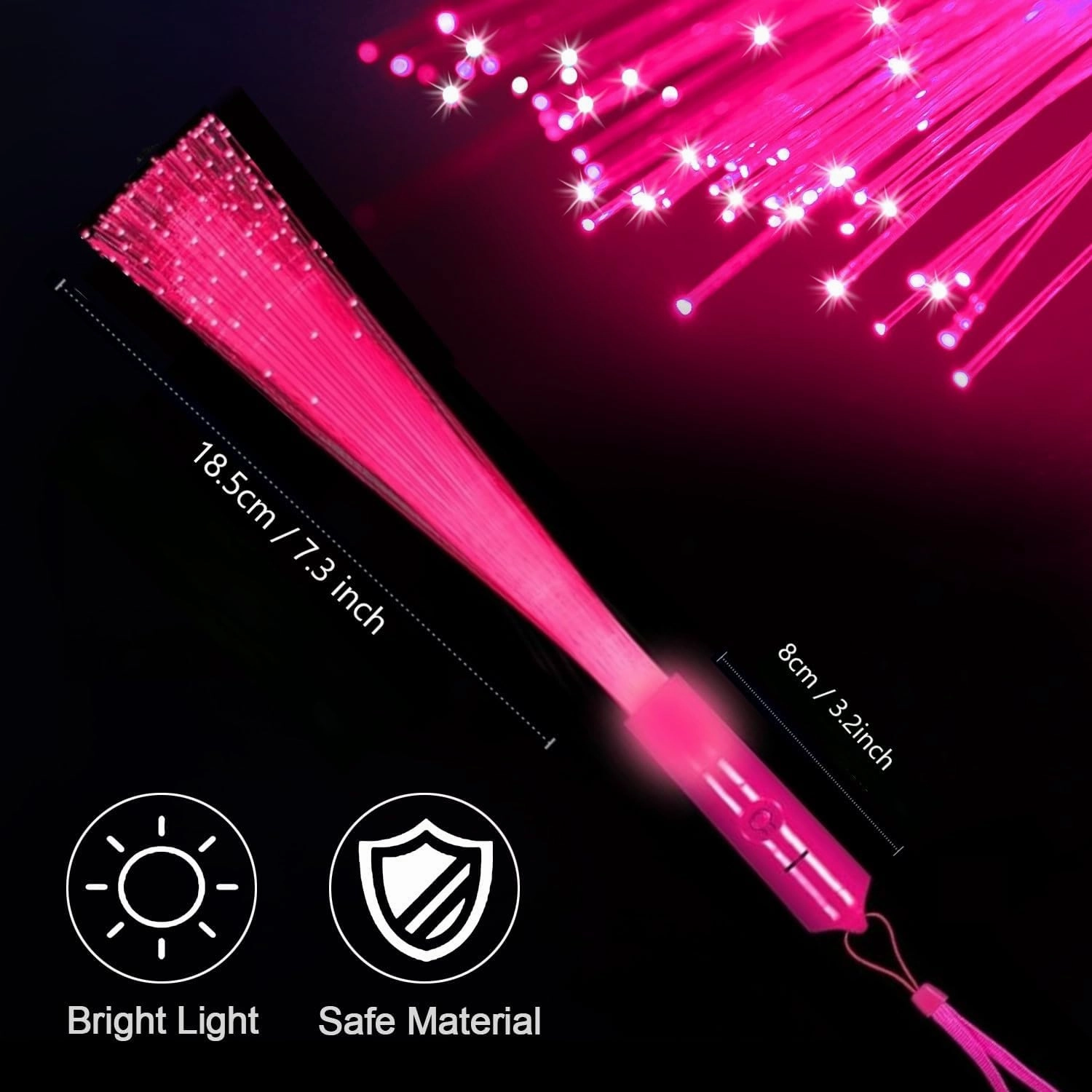24 Pack Pink Glow Sticks Light Up Fiber Optic Stick Glow Wands Bulk with 3 Flashing Models for Valentine's Day Easter July 4th Party Favors Birthday Concerts Clubs