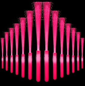 24 Pack Pink Glow Sticks Light Up Fiber Optic Stick Glow Wands Bulk with 3 Flashing Models for Valentine's Day Easter July 4th Party Favors Birthday Concerts Clubs