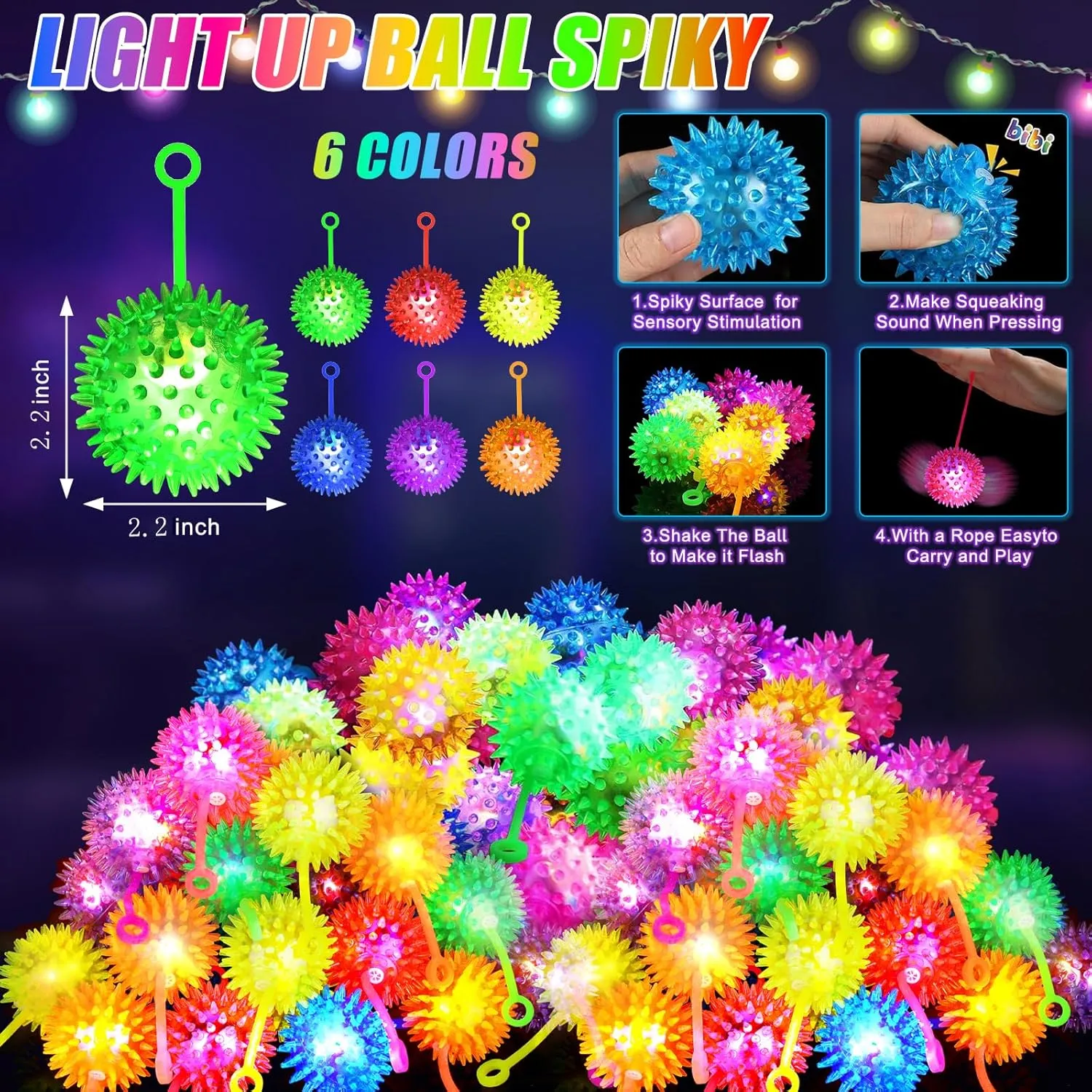 28 PCS Bouncy Light Up Ball for Kids, Flashing Squeaky Sensory Puffer Toys, Balls for Toddlers 1-3, Light Up Toys, Sensory Balls, Glow in The Dark for Party Favors Gifts, for Adults, Children
