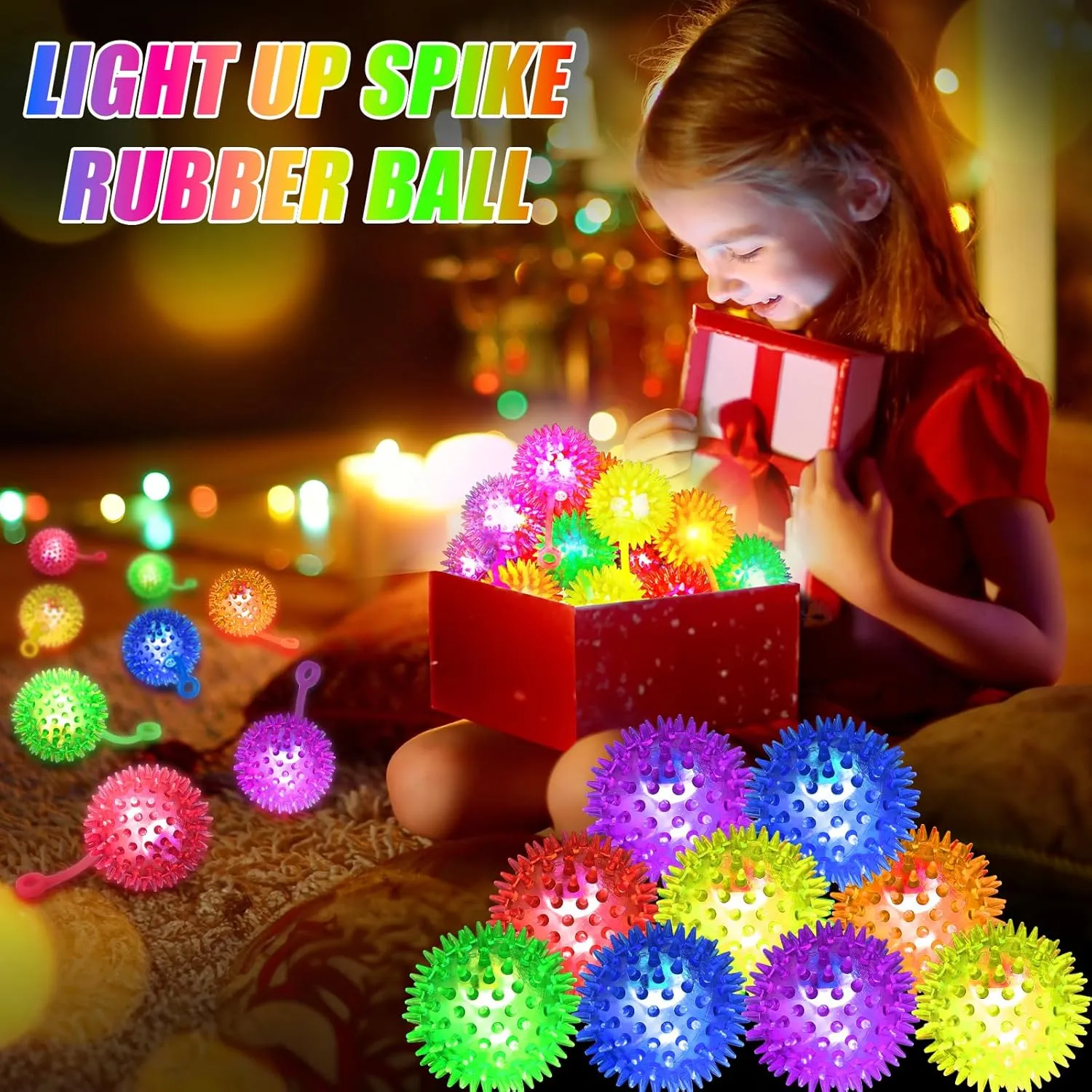 28 PCS Bouncy Light Up Ball for Kids, Flashing Squeaky Sensory Puffer Toys, Balls for Toddlers 1-3, Light Up Toys, Sensory Balls, Glow in The Dark for Party Favors Gifts, for Adults, Children
