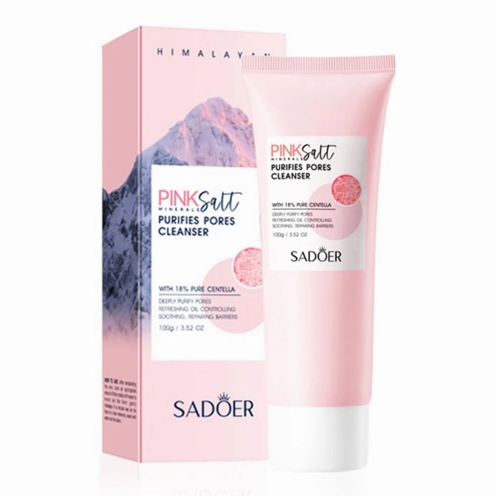 2pcs Himalayan Pink Salt Facial Cleanser Deep Cleansing Moisturizing Face Wash Foam Cleanser Face Cleansing Skin Care