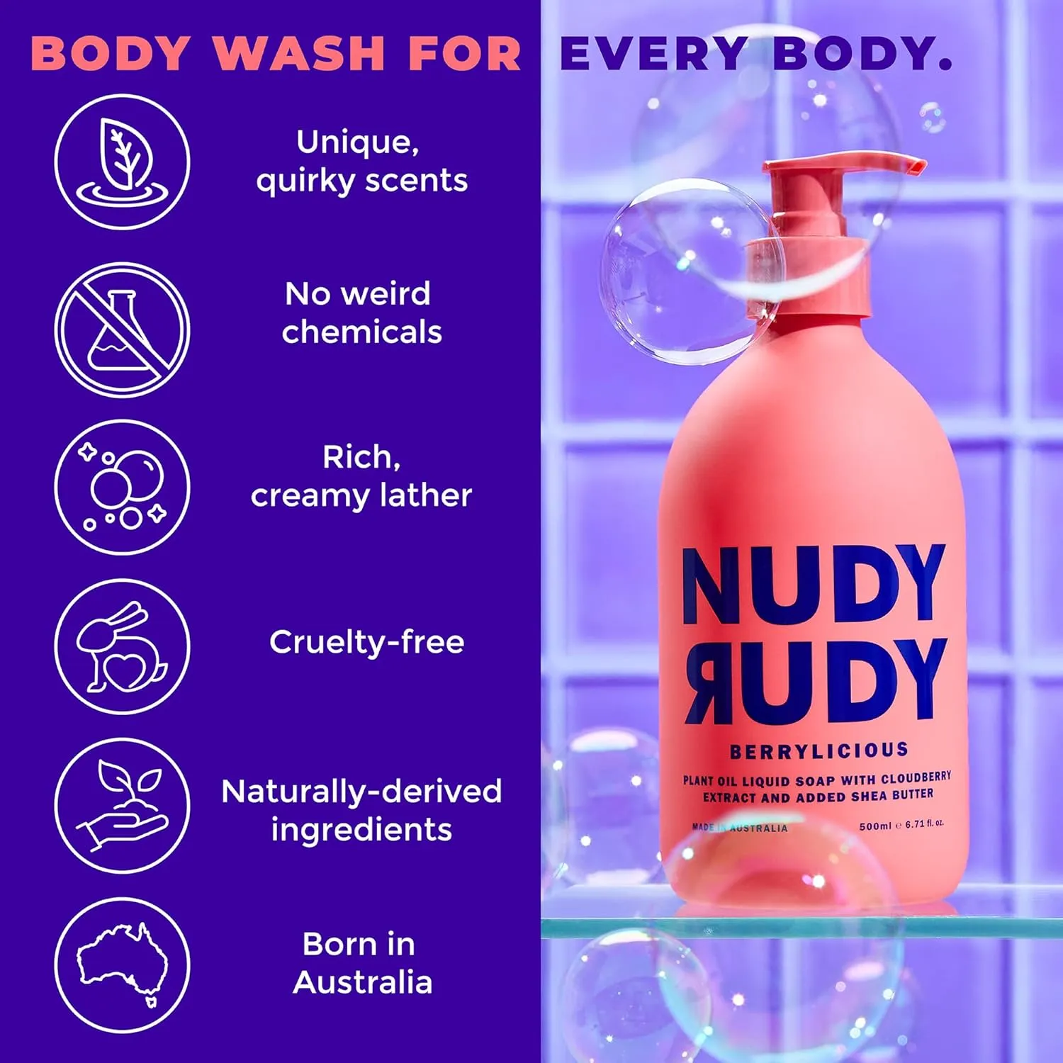3 Pack Liquid Body Wash Bundle Sea Salt Suds Berrylicious and Hunny Bunny Aloe Manuka Honey Vitamin E Moisturizing Shower Gel Body Wash Skin Care Men and Women 16.9 fl oz