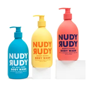 3 Pack Liquid Body Wash Bundle Sea Salt Suds Berrylicious and Hunny Bunny Aloe Manuka Honey Vitamin E Moisturizing Shower Gel Body Wash Skin Care Men and Women 16.9 fl oz