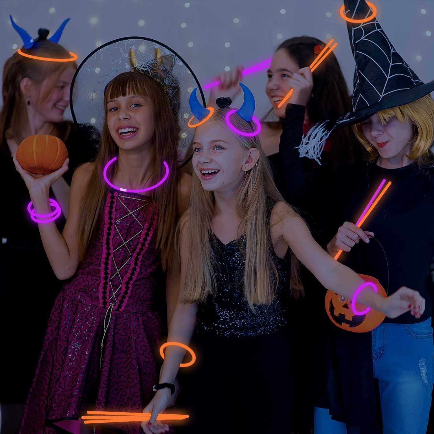 300 PCS Halloween Glow Sticks Bulk Glow Bracelet Necklaces with 300 PCS Connectors 8" Glowsticks Light Up Neon Party Favors for Halloween Christmas Birthday Party Supplies(OrangePurple)