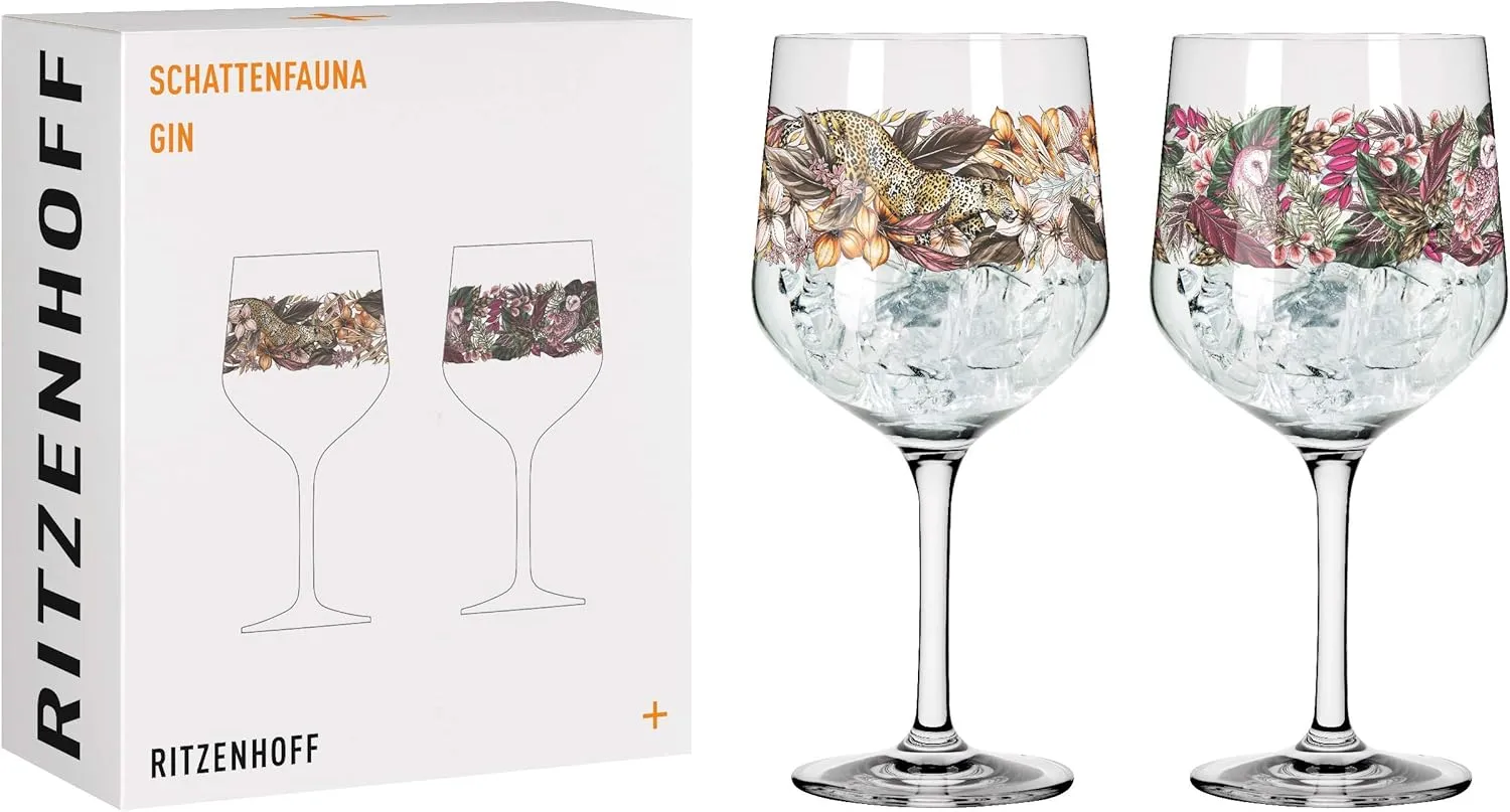 3691002 Schattenfauna #2 Gin Set, Crystal Glass, Multicoloured