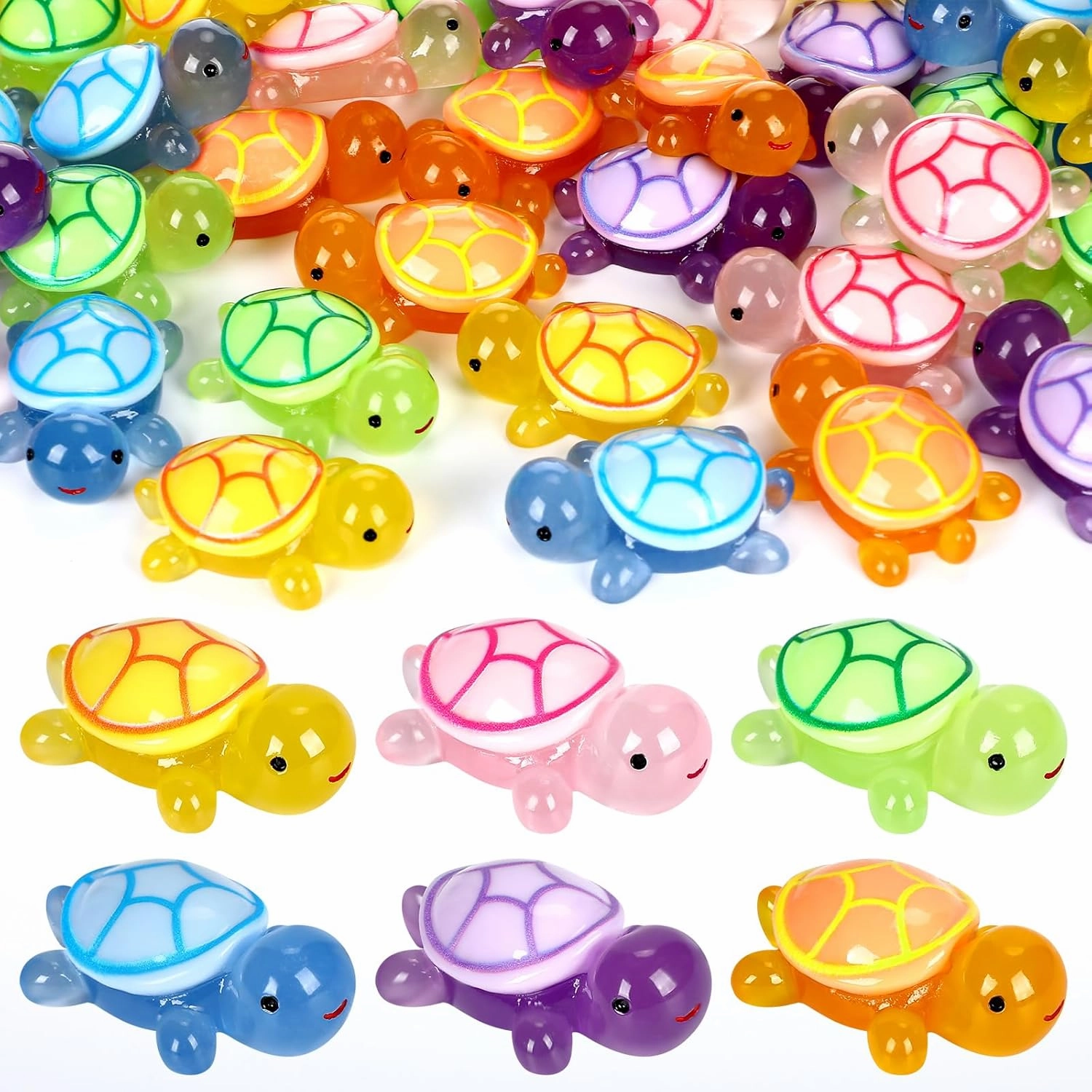 36 Pcs Luminous Large Turtle Glow in The Dark Resin Turtle Resin Sea Animal Miniature Glow in The Dark Figurines Statue for Dollhouse Micro Landscape Fairy Garden DIY Craft Decor