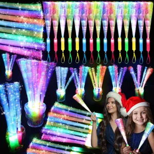 38 PCS Glow Fiber Optic Sticks, LED Light Wands, Glow in The Dark Party Supplies, Fiber Optic Wands for Weddings, Birthdays&Events,Flashing LED Party Favors,Colorful Light Sticks for Kids&Adults