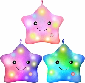 3 Pcs Light up Star Pillows 13 Inch Twinkle LED Lights Star Throw Pillows Plush Star Pillow Night Light Glowing Cushions Stuffed Pillow for Kids Boys Girls Birthday Gifts Room Home Office Decoration