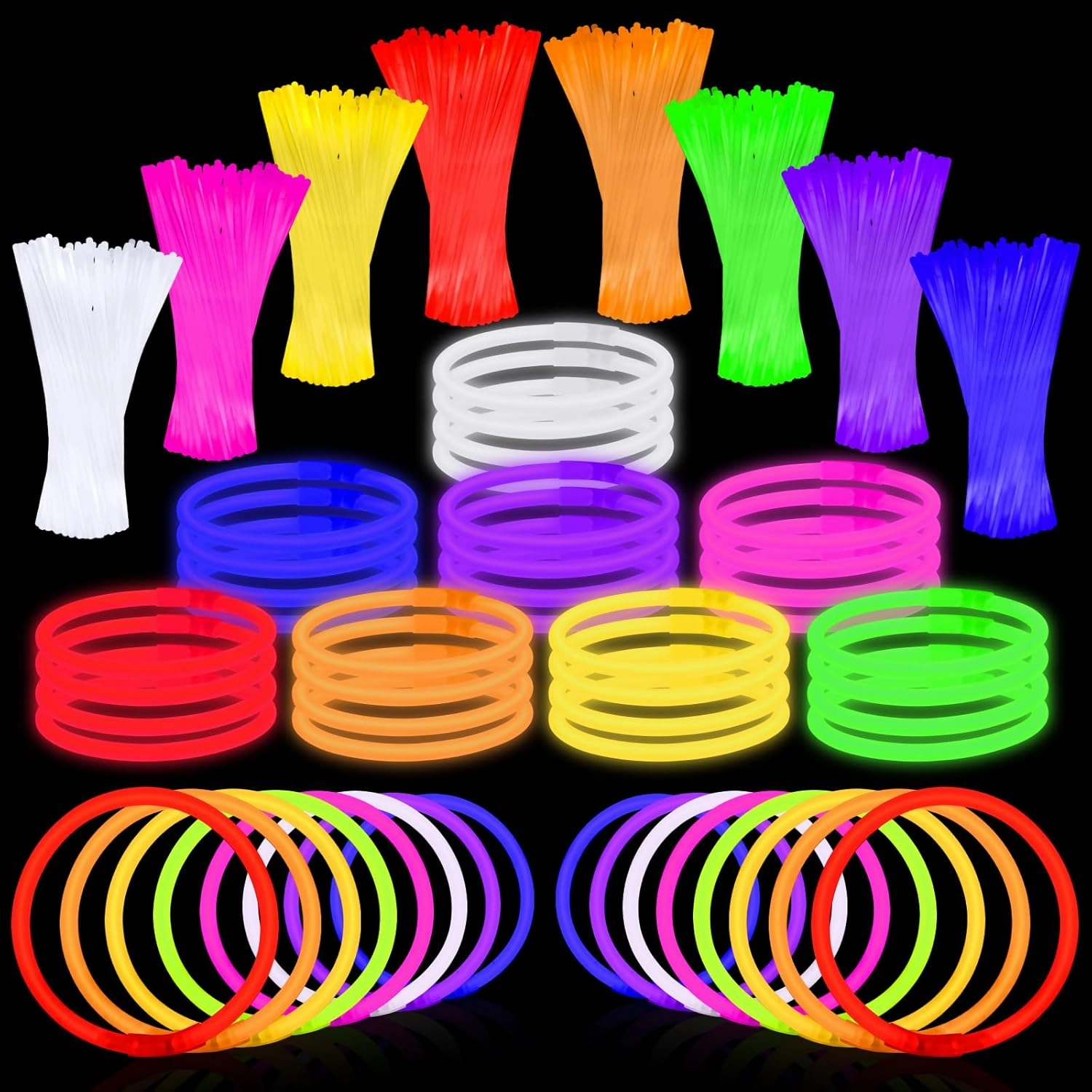 400 Pack Glow Sticks Bulk Party Favors 8" Glow in the Dark Party Supplies Neon Party Decorations for Adults Kids Light Up Glow Bracelets Necklaces Birthday Wedding Halloween Christmas Easter Party