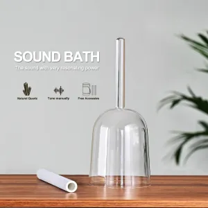 440HZ 6 Inch F Note Handle Clear Quartz Crystal Singing Bowl   6" Purple Colored Carry Case Bag   One Suede Mallet