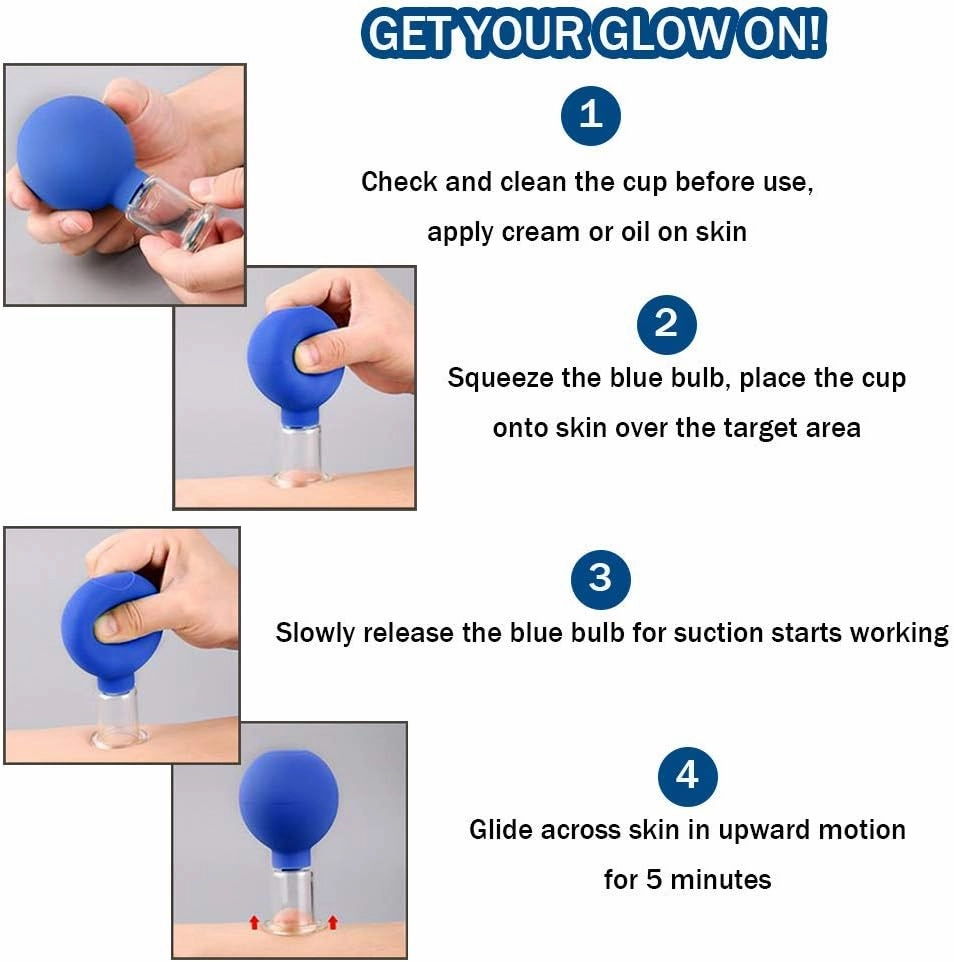 4 PCS Glass Facial Cupping Set Silicone Vacuum Suction Cupping Massage Therapy A Kit For Anti Cellulite, Anti Wrinkle and Instantly Ageless Skin | For Eyes, Face and Body
