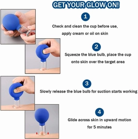 4 PCS Glass Facial Cupping Set Silicone Vacuum Suction Cupping Massage Therapy A Kit For Anti Cellulite, Anti Wrinkle and Instantly Ageless Skin | For Eyes, Face and Body