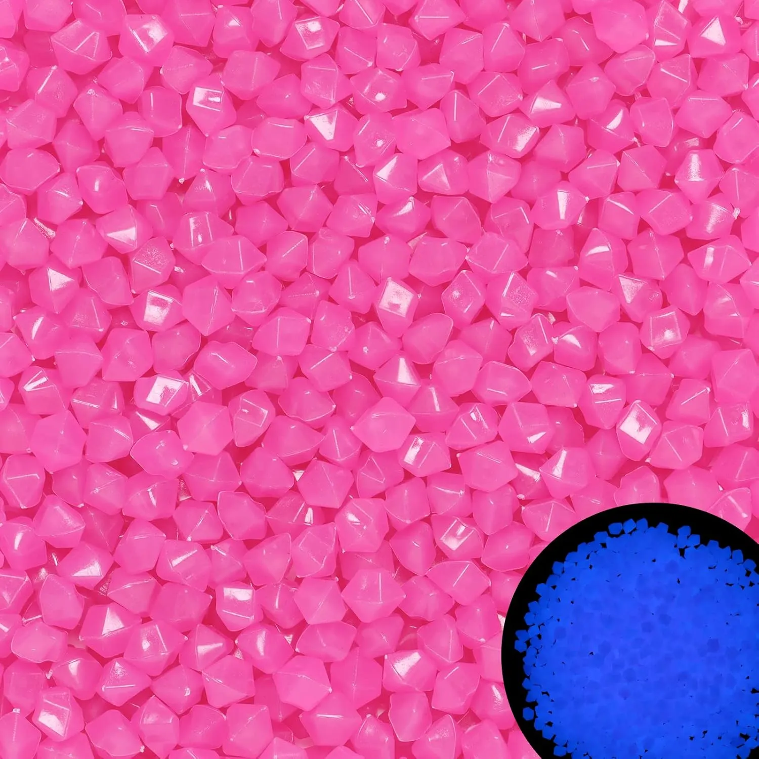 850pc Glow in The Dark Rocks - Outdoor Decorative Stones, Pink Fish Tank Rocks, Garden Pebbles, Glow Stones for Landscaping, Walkway, Backyard Pathway, Lawn, Potted Plant