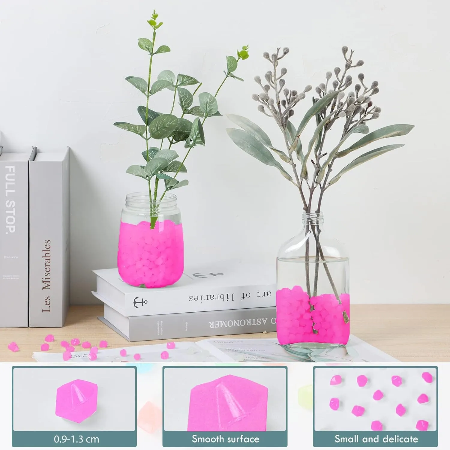 850pc Glow in The Dark Rocks - Outdoor Decorative Stones, Pink Fish Tank Rocks, Garden Pebbles, Glow Stones for Landscaping, Walkway, Backyard Pathway, Lawn, Potted Plant