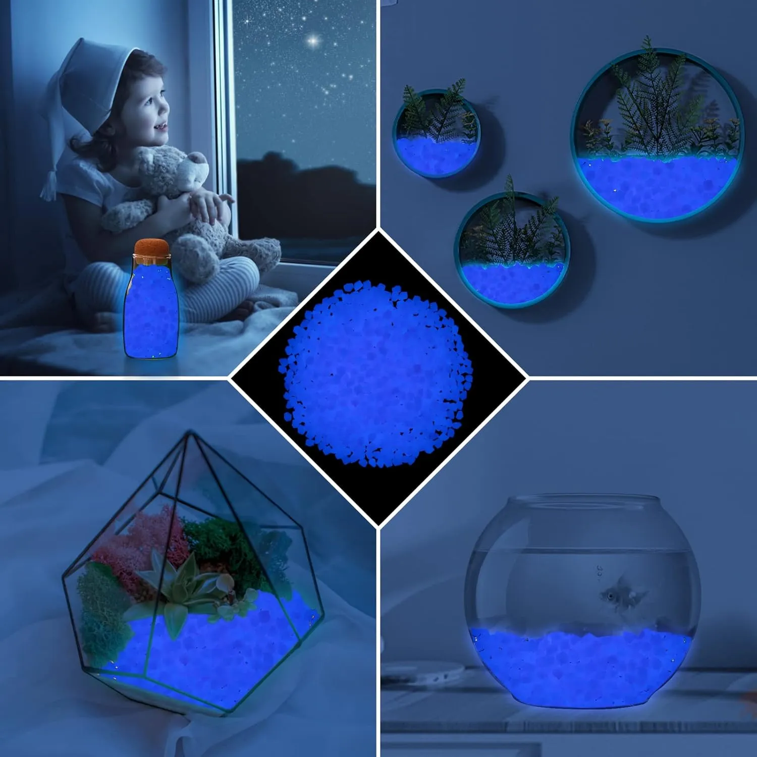 850pc Glow in The Dark Rocks - Outdoor Decorative Stones, Pink Fish Tank Rocks, Garden Pebbles, Glow Stones for Landscaping, Walkway, Backyard Pathway, Lawn, Potted Plant