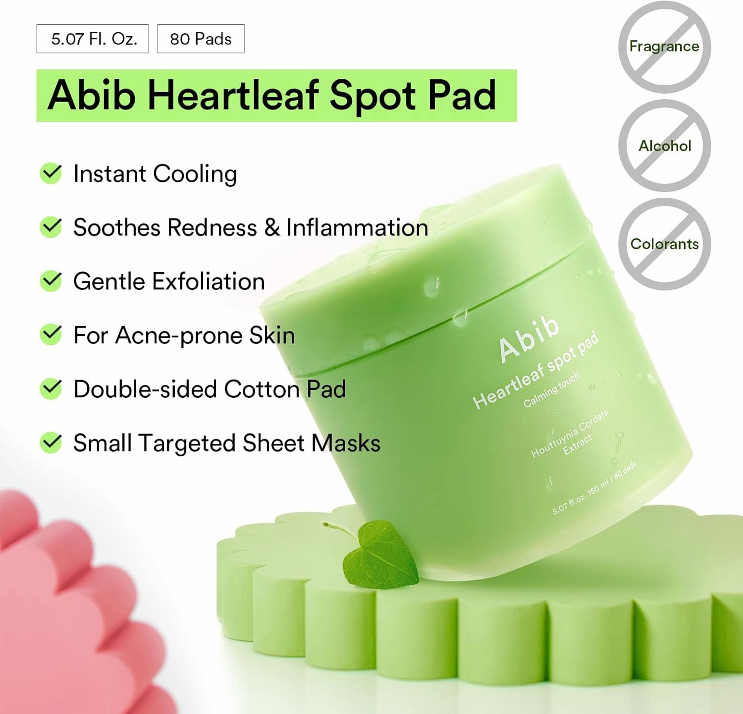 Abib Heartleaf Spot Pad Calming Touch Duo Set 160pads 10.14 fl. oz. | Korean Acne Soothing Toner Pads for Face, Cleansing, Disposable, Exfoliant, Skin Care
