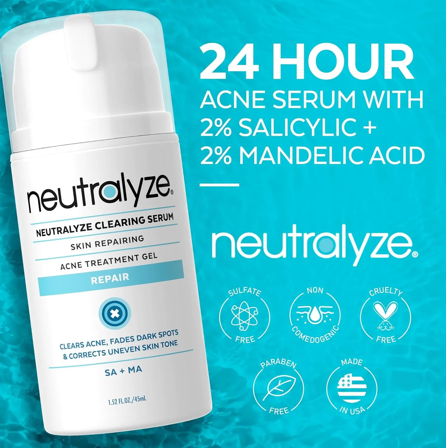 Acne Treatment Gel with 2% Mandelic Acid & 2% Salicylic Acid - Severe Acne Serum, Scar & Spot Treatment for Face (90 Day)