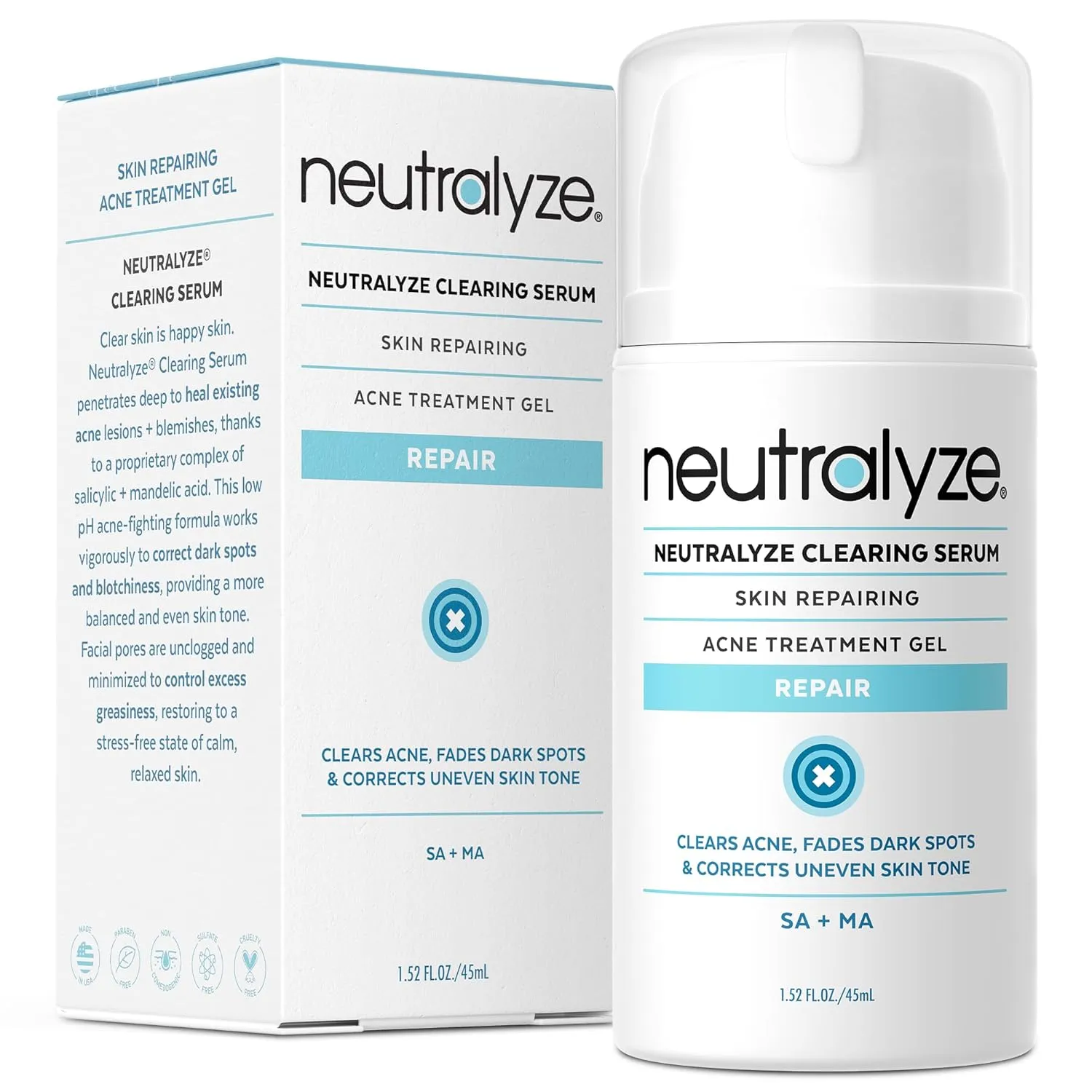 Acne Treatment Gel with 2% Mandelic Acid & 2% Salicylic Acid - Severe Acne Serum, Scar & Spot Treatment for Face (90 Day)