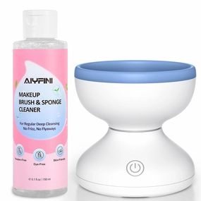 Alyfini Makeup Brush Cleaner Machine   Cleanser Solution Combo, Powerful for Tough Residue on Make Up Brushes/Sponges/Puffs