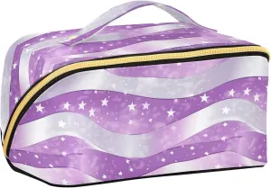 American Flag Lilac and Silver Gray Travel Bag with dividers Lightweight Travel Bags For Women with Compartments & Handle
