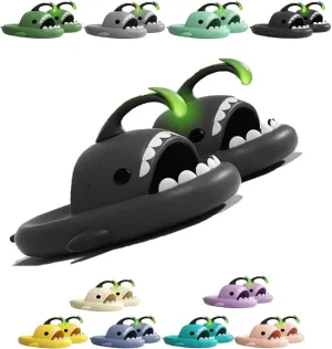 Angler Fish Slides, Cute Cartoon Shark Slippers, Cloud Shark Slides, Super Soft Anglerfish Shark Slides Glow in the Dark