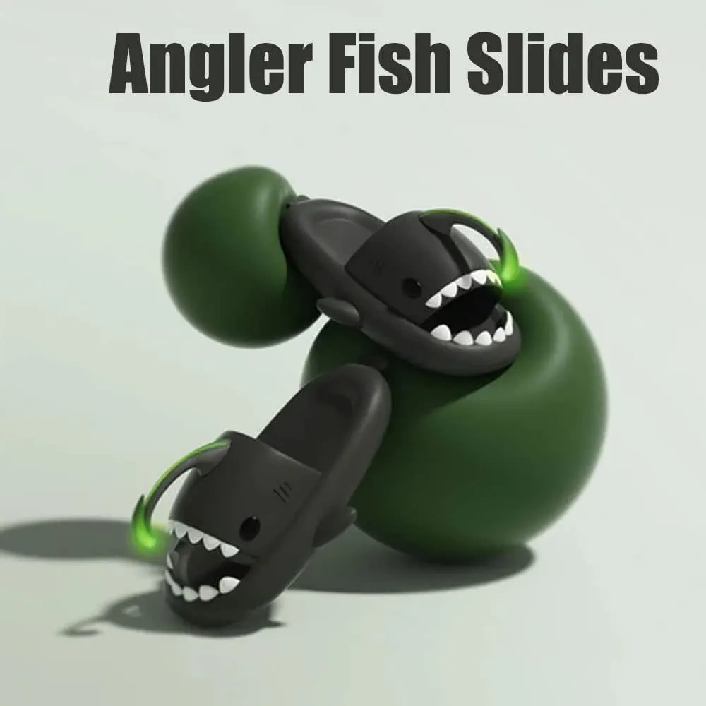 Angler Fish Slides, Cute Cartoon Shark Slippers, Cloud Shark Slides, Super Soft Anglerfish Shark Slides Glow in the Dark