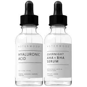 Asterwood Hyaluronic Acid Serum 1 oz   Overnight AHA BHA Serum 1 oz