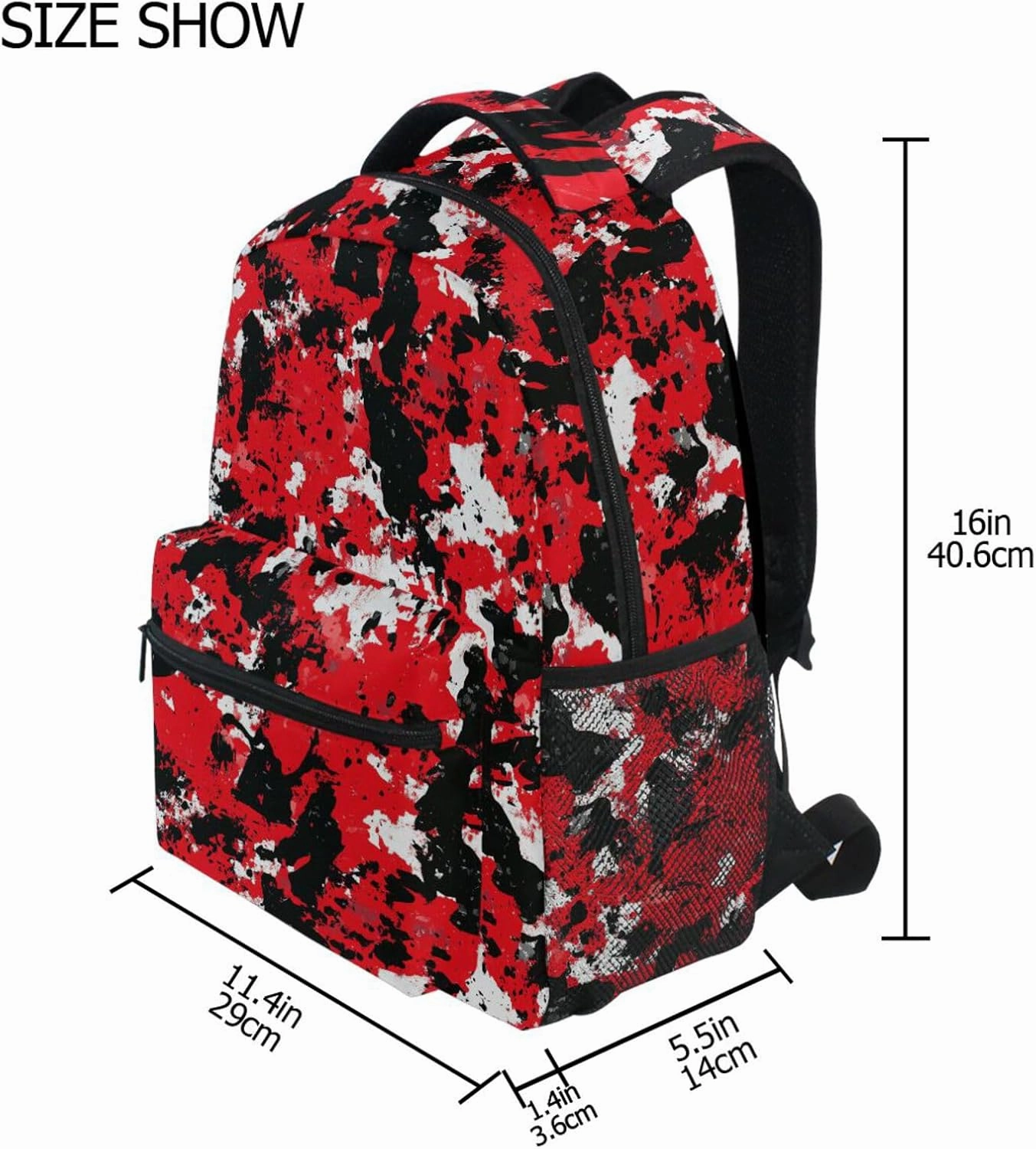 Backpacks for Women Men Fashion School Book Bag with Chest Strap for Business Work College Travel Trip Red Camouflage Camouflage