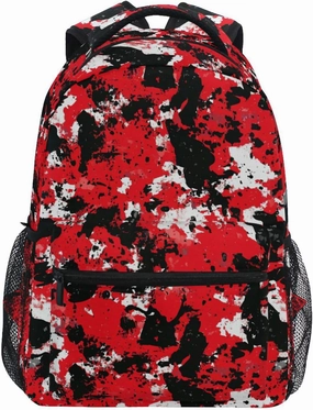 Backpacks for Women Men Fashion School Book Bag with Chest Strap for Business Work College Travel Trip Red Camouflage Camouflage
