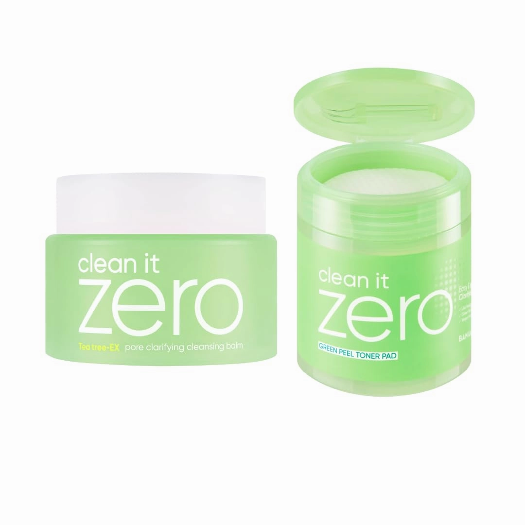 BANILA CO Clean It Zero 2-Step Pore Care Set | Pore Clarifying Cleansing Balm 100ml   Green Peel Toner Pads (70ea) | Korean Skincare for Oily & Acne-Prone Skin | AHA-PHA, Tea Tree & LHA | Vegan