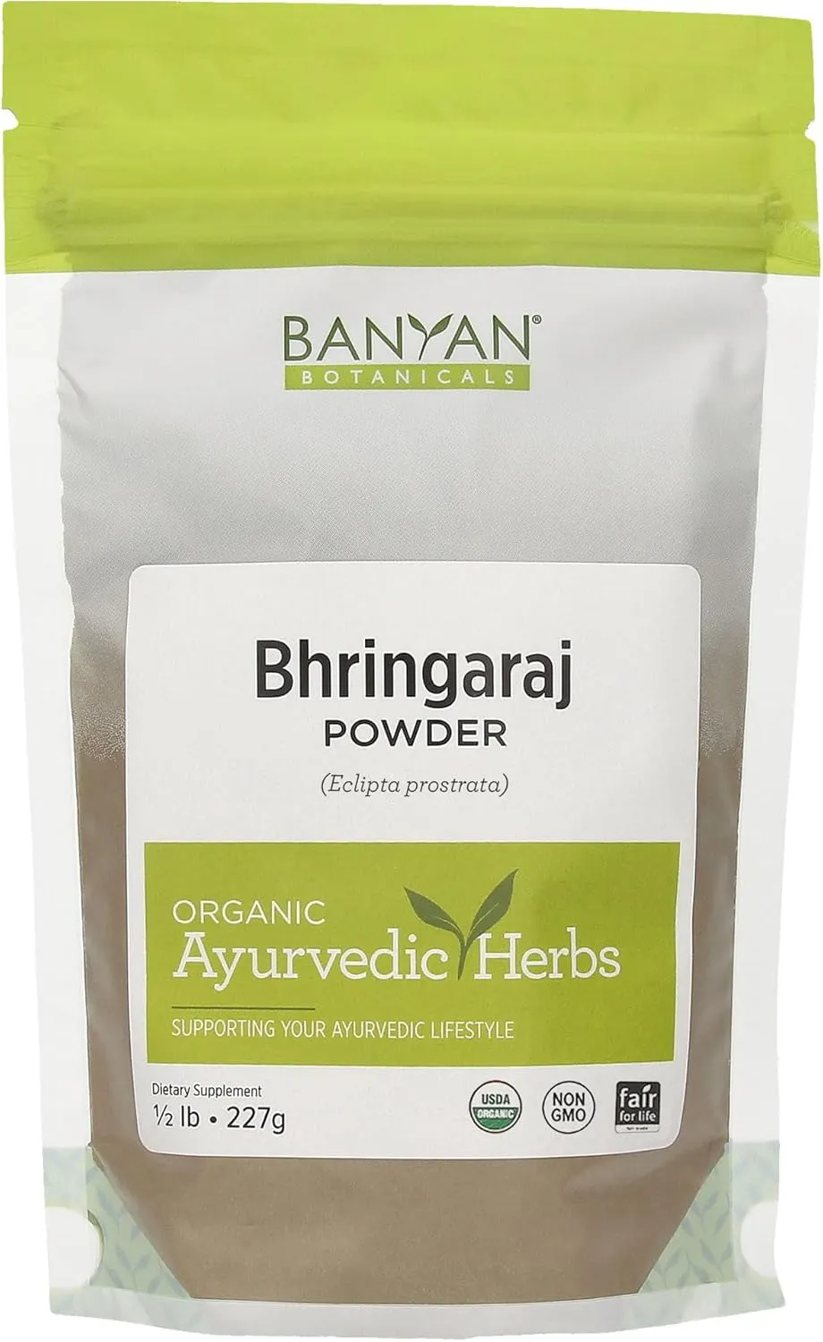 Banyan Botanicals Bhringaraj Powder (Eclipta alba) – Organic Herbal Powder for Beautiful Hair – For a Calm Mind and Healthy Hair, Nails, Bones, and Teeth* – ½ lb. – Non-GMO FFL Vegan