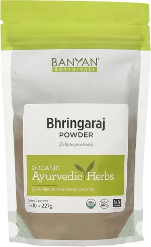 Banyan Botanicals Bhringaraj Powder (Eclipta alba) – Organic Herbal Powder for Beautiful Hair – For a Calm Mind and Healthy Hair, Nails, Bones, and Teeth* – ½ lb. – Non-GMO FFL Vegan