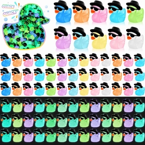 Barydat 300 Pcs Mini Resin Ducks Bulk Glow in The Dark Colorful Tiny Cowboy Duck to Hide Miniature Dollhouse Ornament for Summer Birthday Micro Fairy Landscape Aquarium DIY Craft Cake