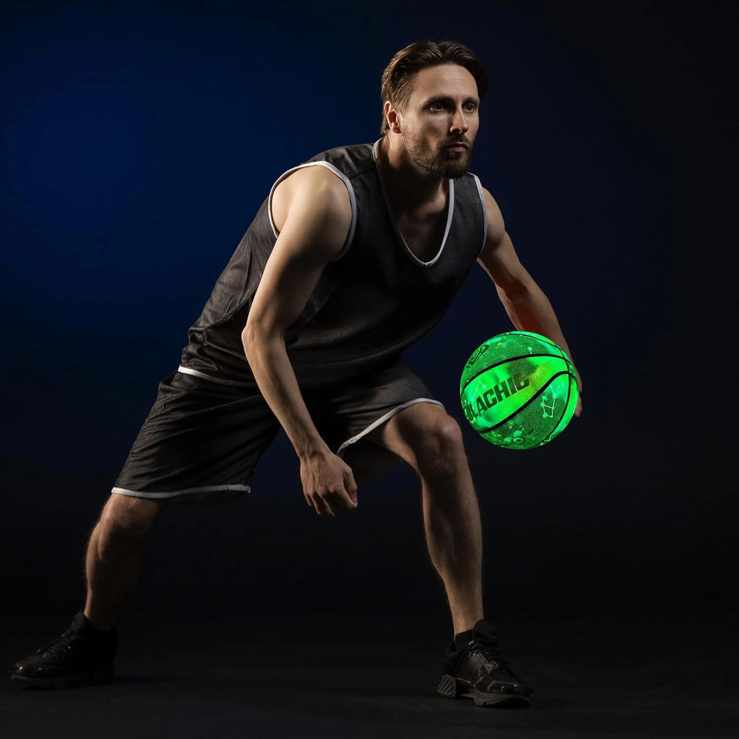 Basketball, Glow in The Dark Basketball, Glowing Leather Luminous Basketball Gift for Youth, Men, Women, Indoor-Outdoor Night Basketball Size 7(29.5") / 6(28.5") / 5 (27.5") with Pump