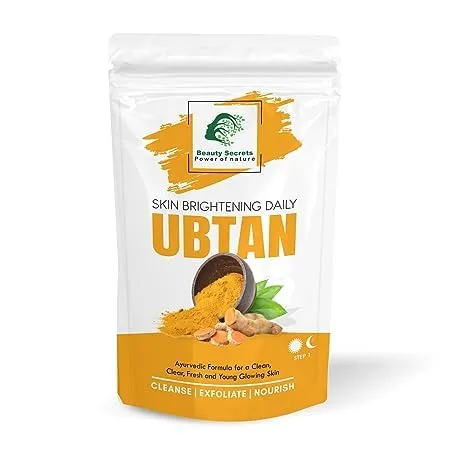 Beauty Secret Ayurvedic Skin Brightening Ubtan (Natural Face Wash Powder) for Flawless and Glowing Skin - Enriched with Turmeric, Aloe Vera & Sandalwood - (Pack Of 1) 100gm