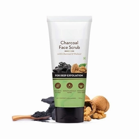 BK Charcoal Face Scrub for Oily and Normal skin, with Charcoal and Walnut for Deep Exfoliation - 100g
