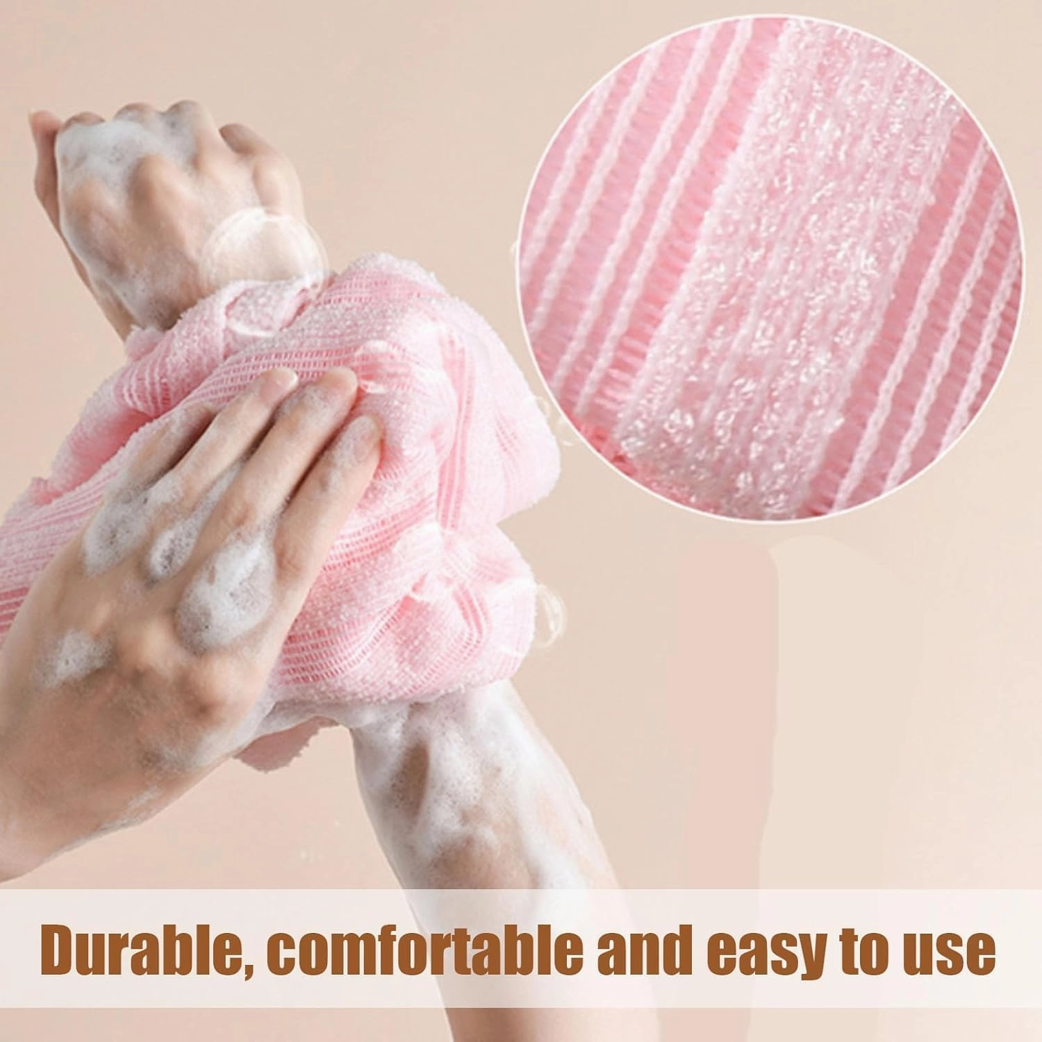 Blissal - Blissal Exfoliating Shower Towel, Blissal Scrub Cloth, Blissal Exfoliating Towel for Men and Women, Travel Friendly and Quick Drying (3pcs Pink)