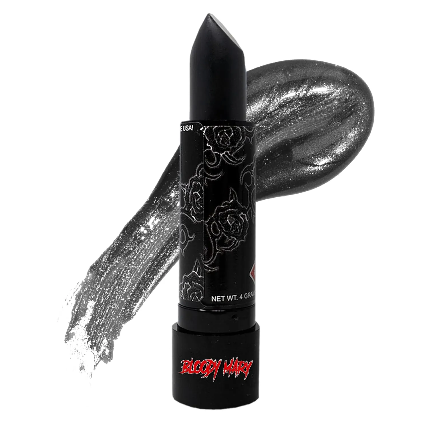 Bloody Mary Lipstick Professional Hollywood Makeup Quality -Creamy & Long Lasting – Fashionable Eccentric Gothic Style - Ideal For Halloween - Unique Color & Rich Pigment (Black Blood)