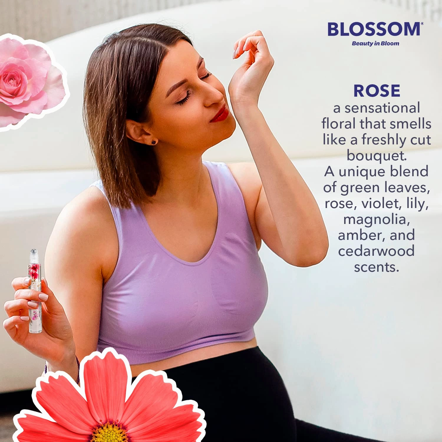 Blossom Roll on Rollerball Perfume Oil with Natural Ingredients, Essential Oils & Eau De Parfum Plant Based Perfume Spray, Infused with Real Flowers, 2 Pack Bundle, Rose/Grandiflora