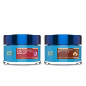 Blue Nectar Walnut Gel Scrub for Deep Exfoliation (1.7 Fl Oz) with Kumkumadi Gentle Exfoliating Face Scrub for Tan Removal and Blackheads (1.7 Oz)