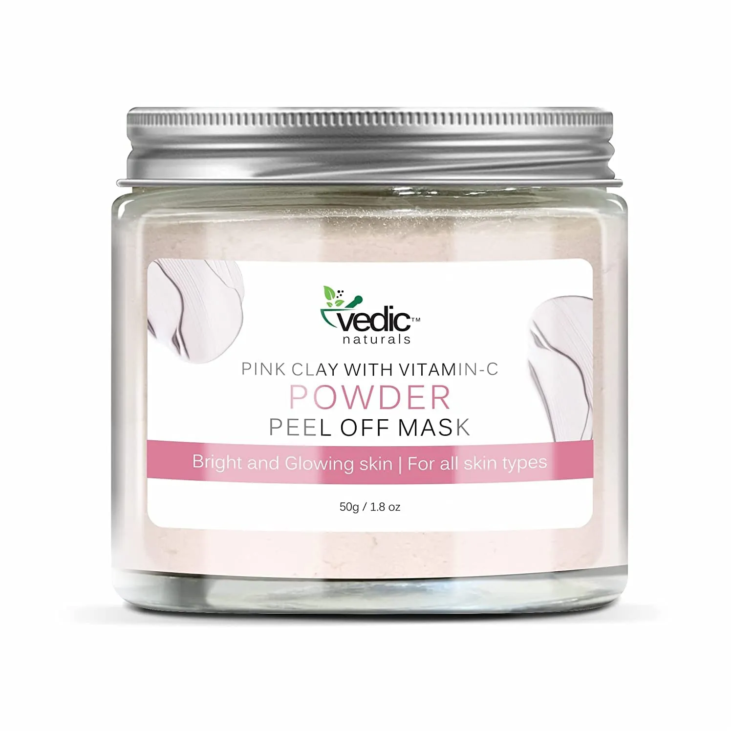 BlueQueen Pink Clay With Vitamin-C Powder Peel Off Mask - 50g | Bright And Glowing Skin | For All Skin Types | 100% Organic